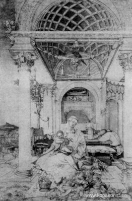 Den heliga familjen i en hall Den heliga familjen i en hall