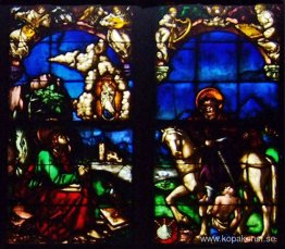 Västra målat glasfönster i Loch Family Chapel Västra målat glasfönster i Loch Family Chapel