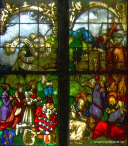 Dessa målade glasfönster från västra sidan av Blumeneck Family C Dessa målade glasfönster från västra sidan av Blumeneck Family C