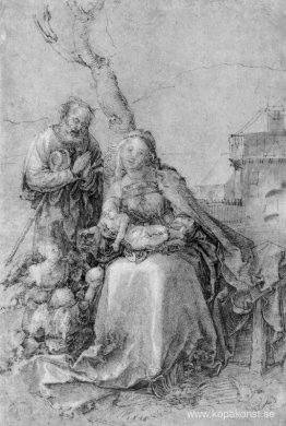 Den heliga familjen med änglar under träd Den heliga familjen med änglar under träd