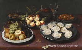 Stilleben Av Frukt Och En Tallrik Med Ostron Stilleben Av Frukt Och En Tallrik Med Ostron