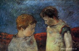 Aline Gauguin och en av hennes bröder Aline Gauguin och en av hennes bröder