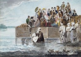 En anabaptistisk nedsänkning i Philadelphia under en storm En anabaptistisk nedsänkning i Philadelphia under en storm