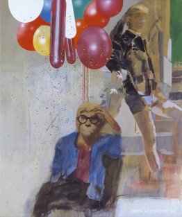 Porträtt av David Hockney i en Hollywood spansk interiör Porträtt av David Hockney i en Hollywood spansk interiör