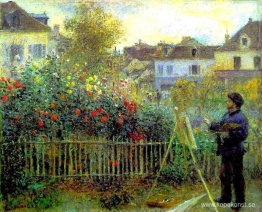 Monet målning i hans trädgård på Argenteuil Monet målning i hans trädgård på Argenteuil