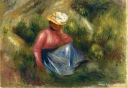 Sittande ung flicka med hatt Sittande ung flicka med hatt