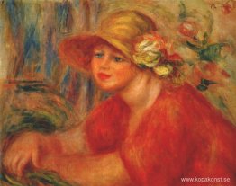 Kvinna i hatt med blommor Kvinna i hatt med blommor
