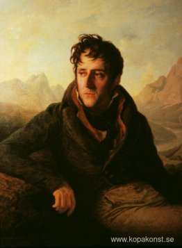 Porträtt av Chateaubriand bakgrund av bergslandskap Porträtt av Chateaubriand bakgrund av bergslandskap