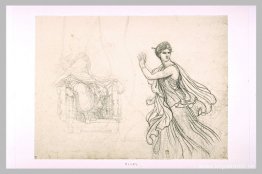 Studera figuren av Hermione och skisser av figuren av Pyrrhus Studera figuren av Hermione och skisser av figuren av Pyrrhus