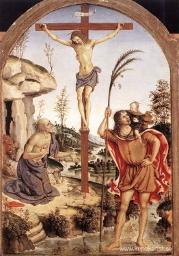 Korsfästelsen med Sts. Jerome och Christopher Korsfästelsen med Sts. Jerome och Christopher