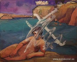 Naken kvinna i ett kustlandskap Naken kvinna i ett kustlandskap