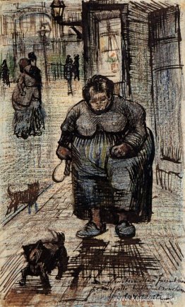 Kvinna som går sin hund Kvinna som går sin hund