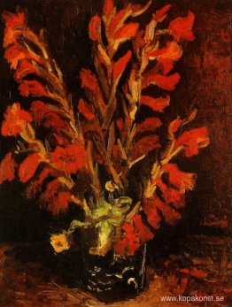 Vas med röd gladioli Vas med röd gladioli