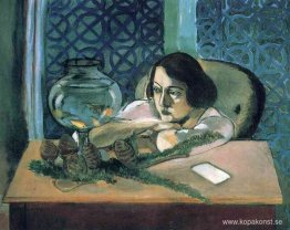 Kvinna före en fiskskål Kvinna före en fiskskål