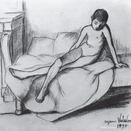Utrillo naken sitter på en soffa Utrillo naken sitter på en soffa