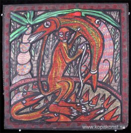 Apa med fisk Apa med fisk