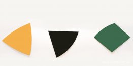 Tre paneler: orange, mörkgrå, grön Tre paneler: orange, mörkgrå, grön