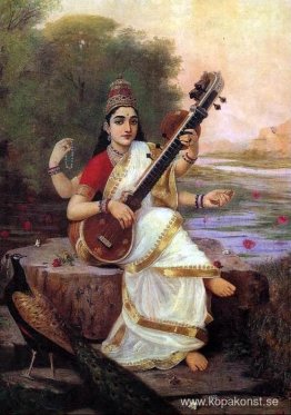 Målning av gudinnan Saraswati Målning av gudinnan Saraswati