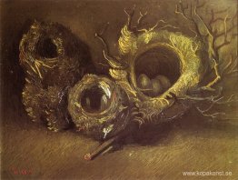 Stilleben med tre fågelbon Stilleben med tre fågelbon