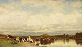 Kor som korsar ett vadställe Kor som korsar ett vadställe