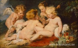 Kristus och Johannes Döparen som barn och två änglar Kristus och Johannes Döparen som barn och två änglar