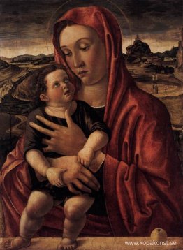 Madonna, med ett barn som står på en bröstvärn Madonna, med ett barn som står på en bröstvärn