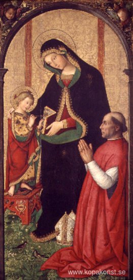 Madonna med skrivande barn och biskop Madonna med skrivande barn och biskop