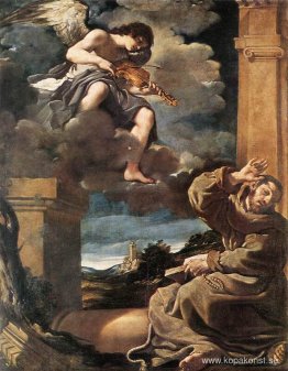 St Francis med en ängel som spelar fiol St Francis med en ängel som spelar fiol