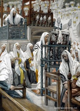 Jesus rullar upp boken i synagogan Jesus rullar upp boken i synagogan