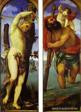 Vingar av en triptyk: St. Sebastian, St. Christopher Vingar av en triptyk: St. Sebastian, St. Christopher