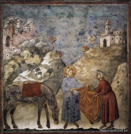 St Francis ger sin mantel till en fattig man St Francis ger sin mantel till en fattig man