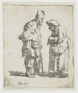Tiggarman och tiggarkvinna samtalar Tiggarman och tiggarkvinna samtalar