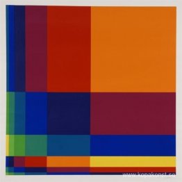 Sex vertikala systematiska färgrader med en orange fyrkant uppe Sex vertikala systematiska färgrader med en orange fyrkant uppe