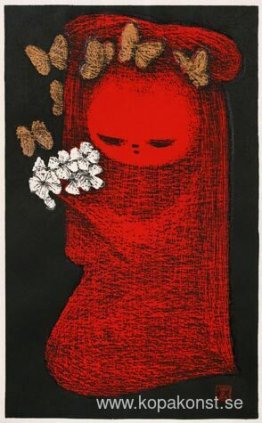 Barn med blommor och fjärilar Barn med blommor och fjärilar