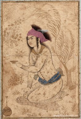 Ungdom som knäböjer och håller fram en vinkopp Ungdom som knäböjer och håller fram en vinkopp