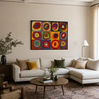 Färgstudie: kvadrater med koncentriska cirklar — Modern loft