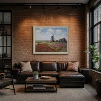 Fält av tulpan med Rijnsburg väderkvarn — Modern loft