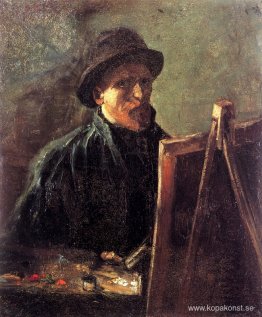 Självporträtt med mörk filthatt vid staffliet Självporträtt med mörk filthatt vid staffliet