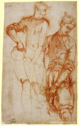 Studie av en flicka som häller från en kanna Studie av en flicka som häller från en kanna