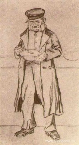 Föräldralös man med mössa, ätande Föräldralös man med mössa, ätande