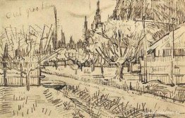 Fruktträdgård omgiven av cypresser Fruktträdgård omgiven av cypresser