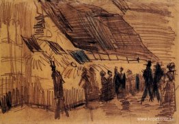 Barnvagnar och åskådare på en plats för underhållning Barnvagnar och åskådare på en plats för underhållning