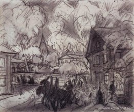 Stadslandskap med trojka Stadslandskap med trojka