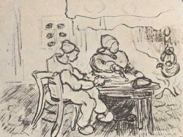 Interiör av en gård med två figurer Interiör av en gård med två figurer