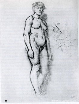 Kvinna som står i halvprofil Kvinna som står i halvprofil