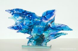 Blue Bird - glas fusing konst - abstrakt glasskulptur Blue Bird - glas fusing konst - abstrakt glasskulptur