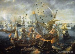 Explosionen av det spanska flaggskeppet under slaget vid Gibralt Explosionen av det spanska flaggskeppet under slaget vid Gibralt