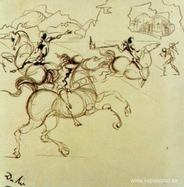 Surrealistiska krigare för en fyrdelad skärm, mitten till vänste Surrealistiska krigare för en fyrdelad skärm, mitten till vänste