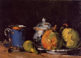 Sockerskål, päron och blå kopp Sockerskål, päron och blå kopp