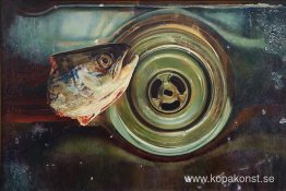 Fiskhuvud i stålvask Fiskhuvud i stålvask